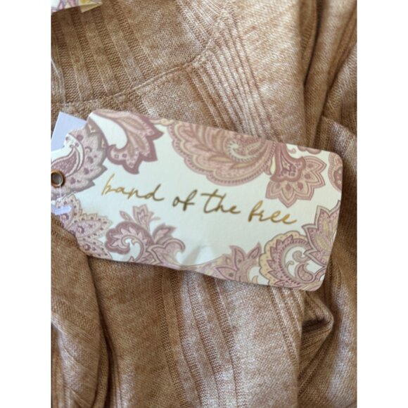 2/$30 NWT Band Of The Free XS Tan Ribbed Long Pleated Sleeve Sweater - Picture 6 of 11